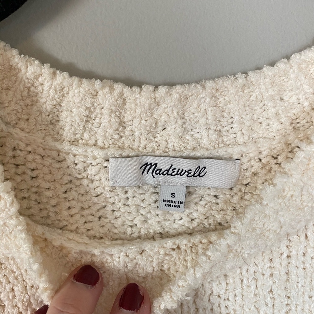 Madewell Knit Fringe Sweater, White, Size S - Picture 3 of 4